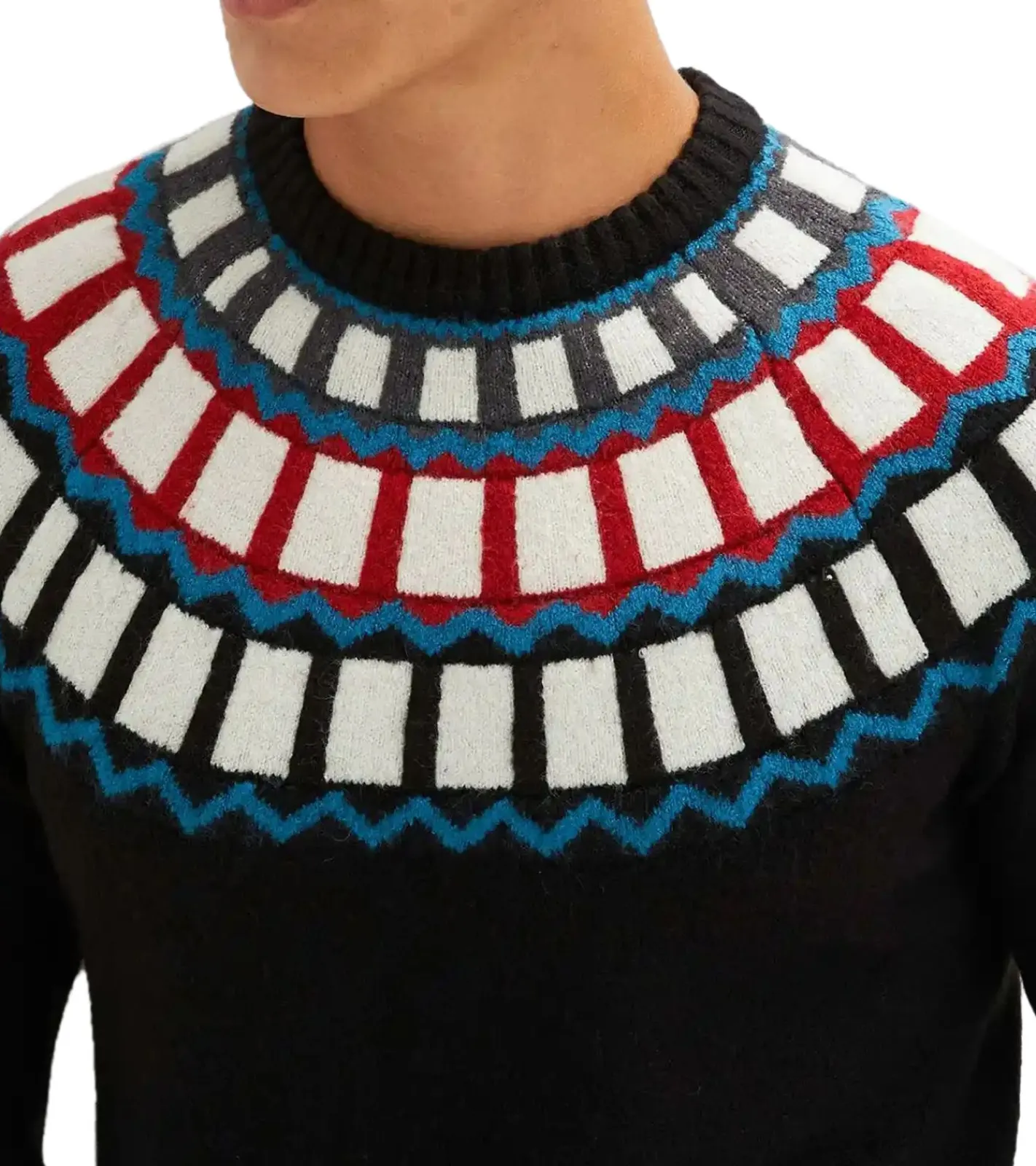 Große Größen|Pullover & Sweater*O46bpx Herren Strick-Pullover mit geometrischen Muster Freizeit-Sweater 915843 Schwarz