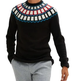 Große Größen|Pullover & Sweater*O46bpx Herren Strick-Pullover mit geometrischen Muster Freizeit-Sweater in Schwarz oder Blau