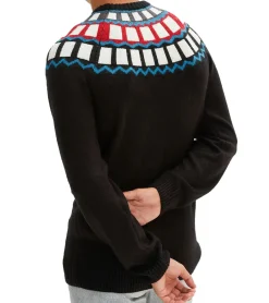 Große Größen|Pullover & Sweater*O46bpx Herren Strick-Pullover mit geometrischen Muster Freizeit-Sweater in Schwarz oder Blau