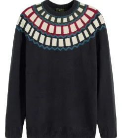 Große Größen|Pullover & Sweater*O46bpx Herren Strick-Pullover mit geometrischen Muster Freizeit-Sweater in Schwarz oder Blau