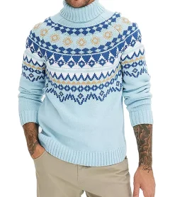 Pullover & Sweater*O46bpx Herren Strick-Pullover mit geometrischen Muster Freizeit-Sweater Große Größen 955017 Blau
