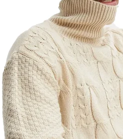 Große Größen|Pullover & Sweater*O46bpx Herren Strick-Pullover Rollkragen-Pullover mit Zopfstrick-Muster Winter-Pulli Große Größen 938114 Beige