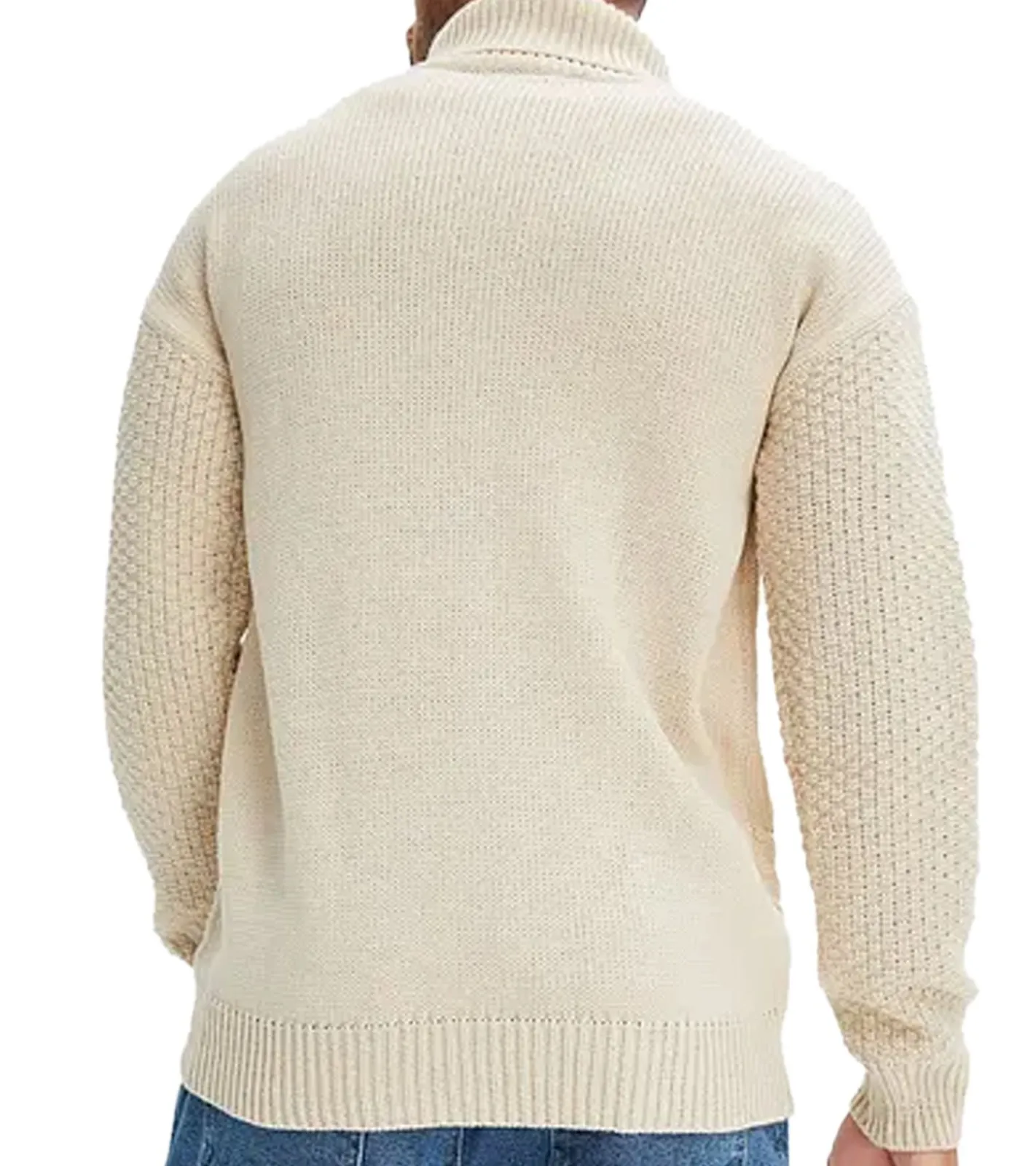 Große Größen|Pullover & Sweater*O46bpx Herren Strick-Pullover Rollkragen-Pullover mit Zopfstrick-Muster Winter-Pulli Große Größen 938114 Beige