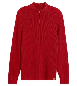 Pullover & Sweater*O46bpx Herren Strick-Troyer klassischer Strick-Pulli mit Reißverschluss Langarm-Pullover Große Größen 978933 Rostrot