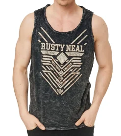 T-Shirts & Tank Tops*O46rn Herren Tank-Top im Vintage-Design Langarm-Shirt mit Urban-Print Sommer-Top R-10146 R-15247 Dunkel-Grau