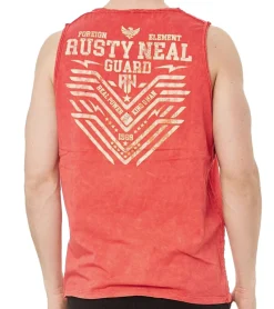 T-Shirts & Tank Tops*O46rn Herren Tank-Top im Vintage-Design ärmelloses Shirt mit Urban-Print Sommer-Top R-15247 Koralle