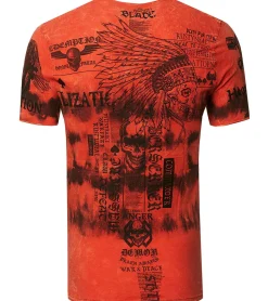 T-Shirts & Tank Tops*O46rn Herren T-Shirt im rockigen Design Baumwoll-Shirt mit Knebel-Verschluss am Ausschnitt Rundhals-Shirt R-15265 Rot