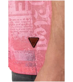 T-Shirts & Tank Tops*O46rn Herren T-Shirt mit Allover-Print im Used-Look Baumwoll-Shirt Rundhals-Shirt R-15295 Coral