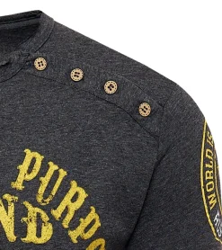 T-Shirts & Tank Tops*O46rn Herren T-Shirt mit "Born with a Purpose" Print Baumwoll-Shirt Rundhals-Shirt R-15216 Dunkelgrau meliert