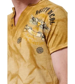 T-Shirts & Tank Tops*O46rn Herren T-Shirt mit großem Print auf der Rückseite Baumwoll-Shirt Rundhals-Shirt R-15287 Camel-Braun