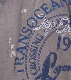 T-Shirts & Tank Tops*O46rn Herren T-Shirt mit plakativem Frontprint Baumwoll-Shirt Rundhals-Shirt R-15045 Anthrazit