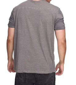 T-Shirts & Tank Tops*O46rn Herren T-Shirt mit plakativem Frontprint Baumwoll-Shirt Rundhals-Shirt R-15045 Anthrazit