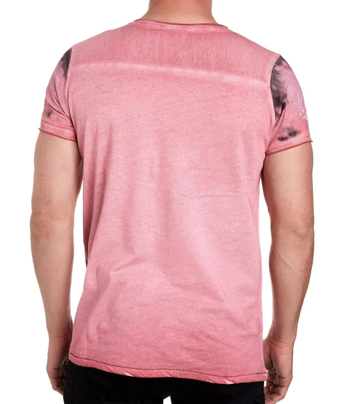 T-Shirts & Tank Tops*O46rn Herren T-Shirt mit plakativem Frontprint Baumwoll-Shirt Rundhals-Shirt R-15045 Rot