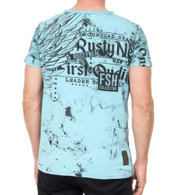 T-Shirts & Tank Tops*O46rn Herren T-Shirt mit plakativem Frontprint Baumwoll-Shirt Rundhals-Shirt R-15296 Blau