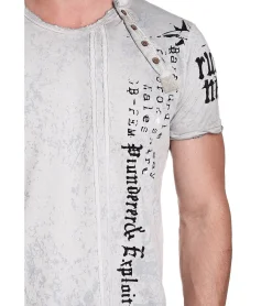 T-Shirts & Tank Tops*O46rn Herren T-Shirt mit Plunderer & Exploiter Print Baumwoll-Shirt Rundhals-Shirt R-15191 Grau