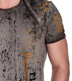 T-Shirts & Tank Tops*O46rn Herren T-Shirt mit Plunderer & Exploiter Print Baumwoll-Shirt Rundhals-Shirt R-15191 Mittelgrau