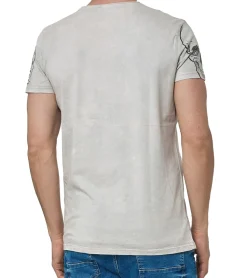 T-Shirts & Tank Tops*O46rn Herren T-Shirt mit Rocker Skull Print Baumwoll-Shirt Rundhals-Shirt R-15261 Grau