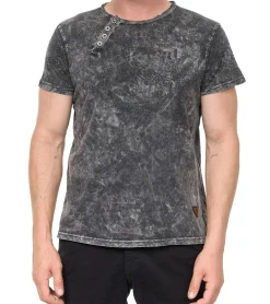 T-Shirts & Tank Tops*O46rn Herren T-Shirt mit schlichten Frontprint Baumwoll-Shirt Rundhals-Shirt R-15291 Grau