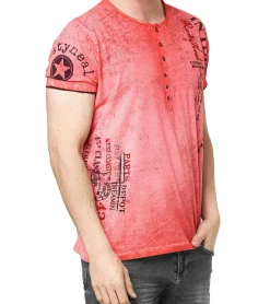 T-Shirts & Tank Tops*O46rn Herren T-Shirt mit seitlichem Print Baumwoll-Shirt modisches Kurzarm-Shirt R-15243 Rot