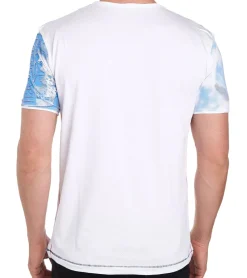 T-Shirts & Tank Tops*O46rn Herren T-Shirt mit Strasssteinen Print Baumwoll-Shirt stylisches Kurzarm-Shirt R-15163 Weiß