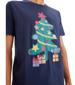 T-Shirts & Tank Tops|T-Shirts & Tank Tops*O46bpx Herren T-Shirt mit weihnachtlichem Motiv Baumwoll-Shirt Sommer-Shirt Kurzarm-Shirt 951021 Dunkelblau