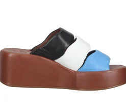 Zehentrenner & Sandalen*högl Damen Pantoletten Echtleder Plateau-Schuhe Sommer-Schuhe 3-10 2520 3999 Braun/Bunt