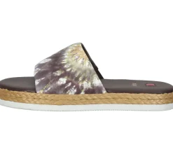 Zehentrenner & Sandalen*högl Damen Strand-Pantolette mit Batikprint Sommer-Schuhe 3-10 0738 in oder Pink Braun