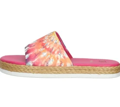 Zehentrenner & Sandalen*högl Damen Strand-Pantolette mit Batikprint Sommer-Schuhe 3-10 0738 in oder Pink Braun