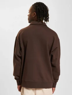 Sweater & Pullover|Pullover & Sweater*HUF Slate Fleecepullover mit Viertelreißverschluss, espresso