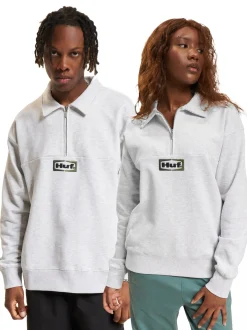 Sweater & Pullover|Pullover & Sweater*HUF Slate Quarter Zip Fleece Pullover grau meliert