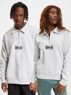 Sweater & Pullover|Pullover & Sweater*HUF Slate Quarter Zip Fleece Pullover grau meliert