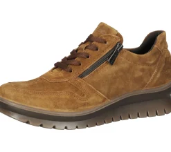 Sneaker & Turnschuhe*igi&co Damen Echtleder-Sneaker mit Reißverschluss Alltags-Schuhe mit Wechselfußbett Made in Italy 01-1089584 Braun