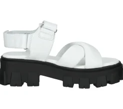 Zehentrenner & Sandalen*ILC Andrea Damen Plateau-Sandalen mit Klettverschluss Echtleder-Sandalette C45-8543-02 Weiß