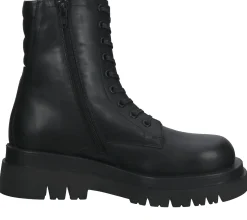 Boots & Stiefel*ILC Damen Biker-Stiefel mit derber Sohle Echtleder-Boots Schnür-Stiefel C44-3542-01 Schwarz