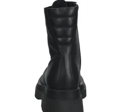 Boots & Stiefel*ILC Damen Biker-Stiefel mit derber Sohle Echtleder-Boots Schnür-Stiefel C44-3542-01 Schwarz