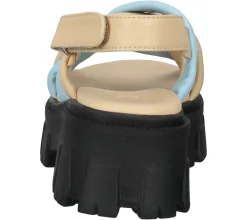 Zehentrenner & Sandalen*ILC Damen Sandalette Riemchen-Sandalen mit derber Sohle Echtleder C45-8541 Beige/Blau, Grün oder Weiß