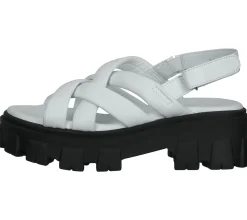 Zehentrenner & Sandalen*ILC Damen Sandalette Riemchen-Sandalen mit derber Sohle Echtleder C45-8541 Beige/Blau, Grün oder Weiß