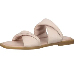 Zehentrenner & Sandalen|Pantoffeln & Hausschuhe*ILC Liberika Damen Pantolette Echtleder-Sandale mit verdrehtem Riemen Sommer-Schuhe C45-3720-09 Rosa