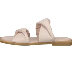 Zehentrenner & Sandalen|Pantoffeln & Hausschuhe*ILC Liberika Damen Pantolette Echtleder-Sandale mit verdrehtem Riemen Sommer-Schuhe C45-3720-09 Rosa