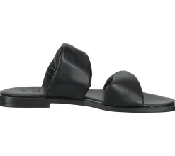 Zehentrenner & Sandalen|Pantoffeln & Hausschuhe*ILC Liberika Damen Pantolette Echtleder-Sandale mit verdrehtem Riemen Sommer-Schuhe C45-3720-01 Schwarz