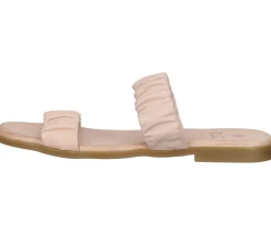 Zehentrenner & Sandalen|Pantoffeln & Hausschuhe*ILC Livia Damen Pantolette Echtleder-Sandale mit gerafftem Riemen Sommer-Schuhe C45-3784 in , Beige oder Weiß Rosa