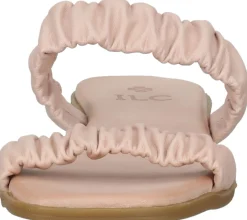 Zehentrenner & Sandalen|Pantoffeln & Hausschuhe*ILC Livia Damen Pantolette Echtleder-Sandale mit gerafftem Riemen Sommer-Schuhe C45-3784 in , Beige oder Weiß Rosa