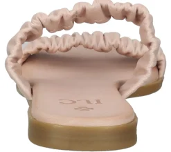 Zehentrenner & Sandalen|Pantoffeln & Hausschuhe*ILC Livia Damen Pantolette Echtleder-Sandale mit gerafftem Riemen Sommer-Schuhe C45-3784 in , Beige oder Weiß Rosa