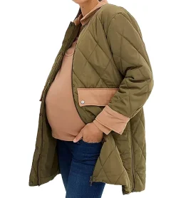 Mäntel & Jacken*O46bpx 2in1 Mantel Damen Schwangerschafts-Jacke Mantel Umstandsmode Stepp-Jacke 936631 Grün