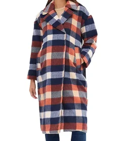 Große Größen|Mäntel & Jacken*O46bpx 2in1 Mantel karierter Damen Mantel Umstandsmode Schwangerschafts-Jacke nachhaltige Jacke 943562 Blau/Rot/Beige