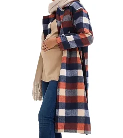 Große Größen|Mäntel & Jacken*O46bpx 2in1 Mantel karierter Damen Mantel Umstandsmode Schwangerschafts-Jacke nachhaltige Jacke 943562 Blau/Rot/Beige