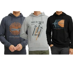 Pullover & Sweater*INDICODE Forzo Herren Baumwoll-Hoodie nachhaltiger Kapuzen-Sweater mit großem Frontprint 55-581MM in Grau, Navy oder Schwarz