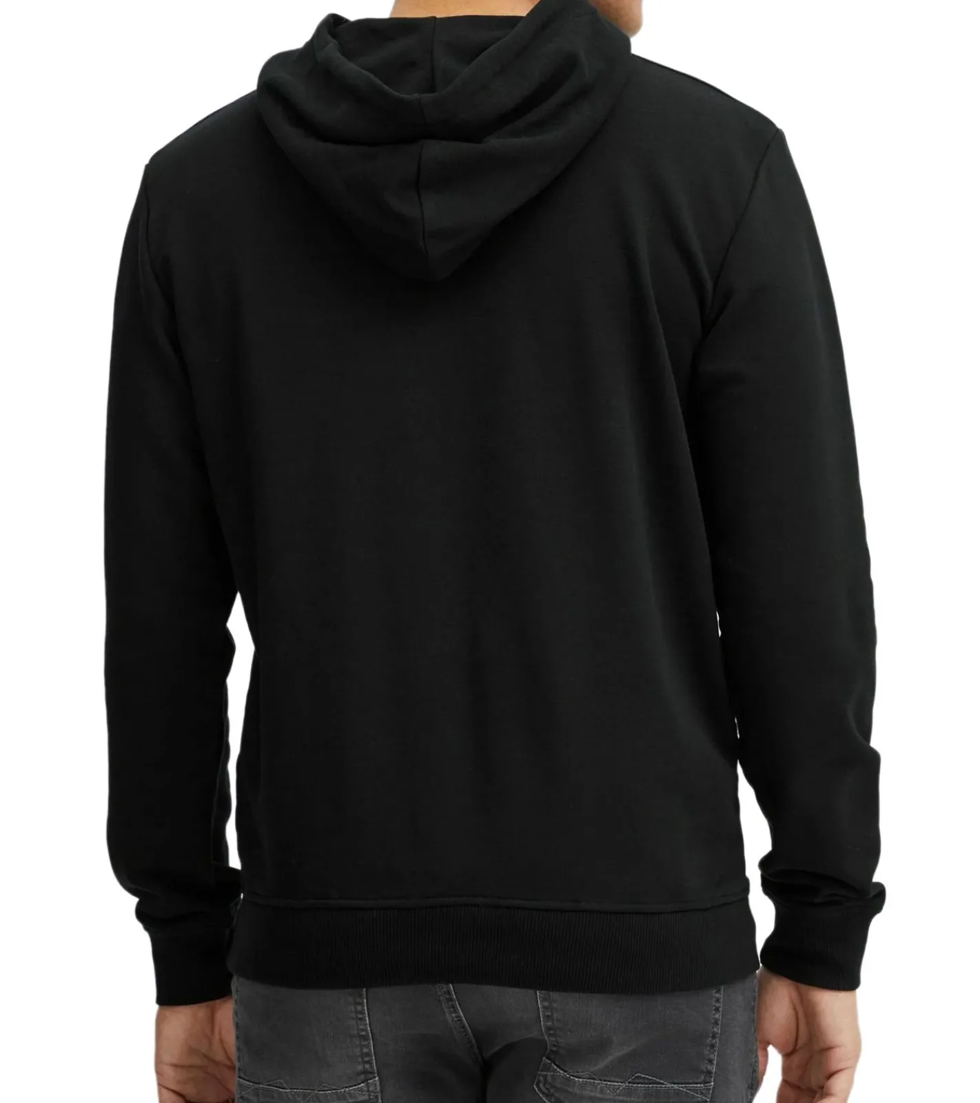 Pullover & Sweater*INDICODE Forzo Herren Baumwoll-Hoodie nachhaltiger Kapuzen-Sweater mit großem Frontprint 55-581MM 999 Schwarz