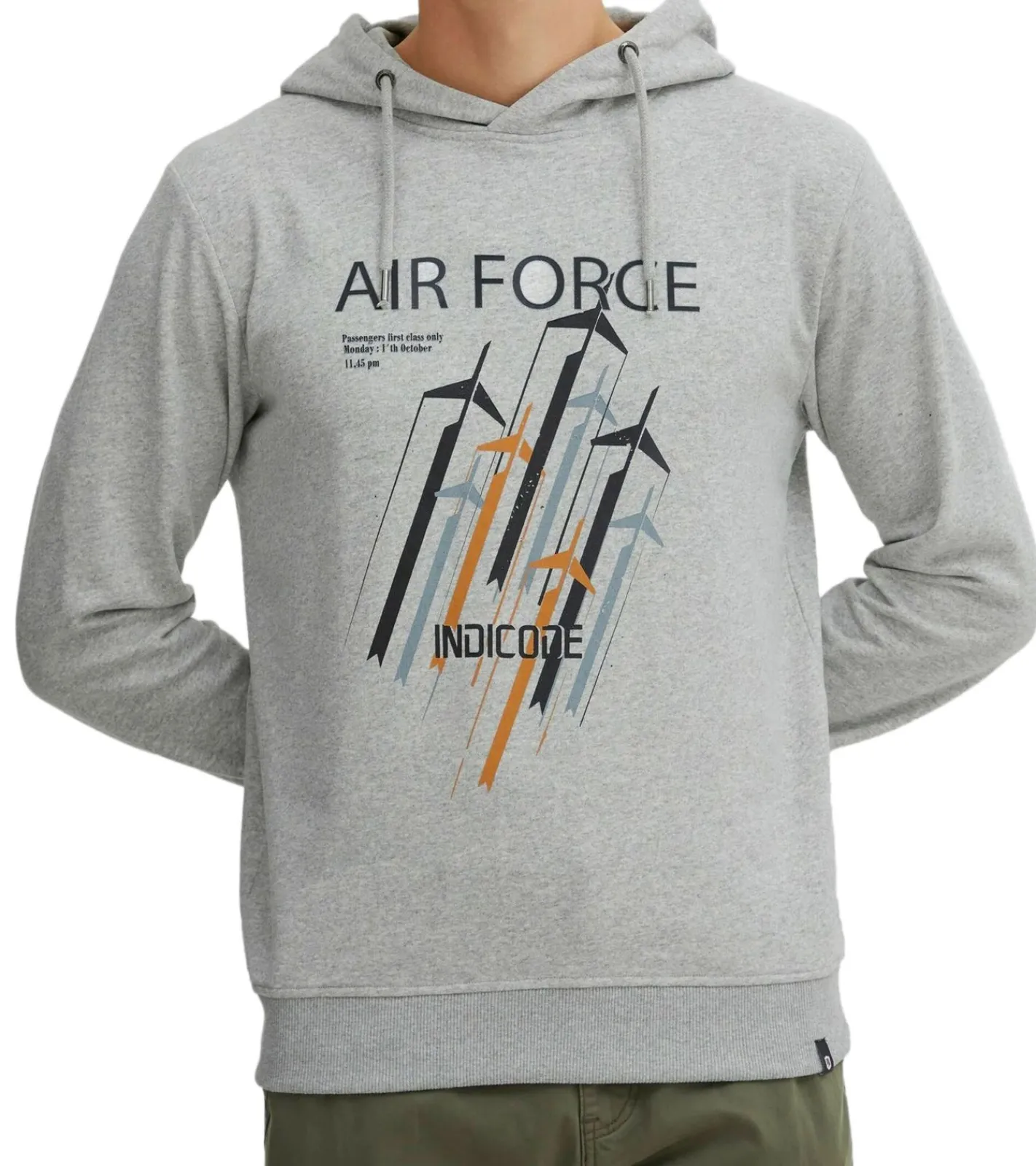 Pullover & Sweater*INDICODE Forzo Herren Baumwoll-Hoodie nachhaltiger Kapuzen-Sweater in melierter Optik 55-581MM 913 Grau