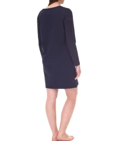 Bademode & Nachtwäsche*iris & lilly Damen Nachthemd langärmeliger Jersey-Pyjama mit Mond-Print NS2502 - B07QP1JKL5C Navy